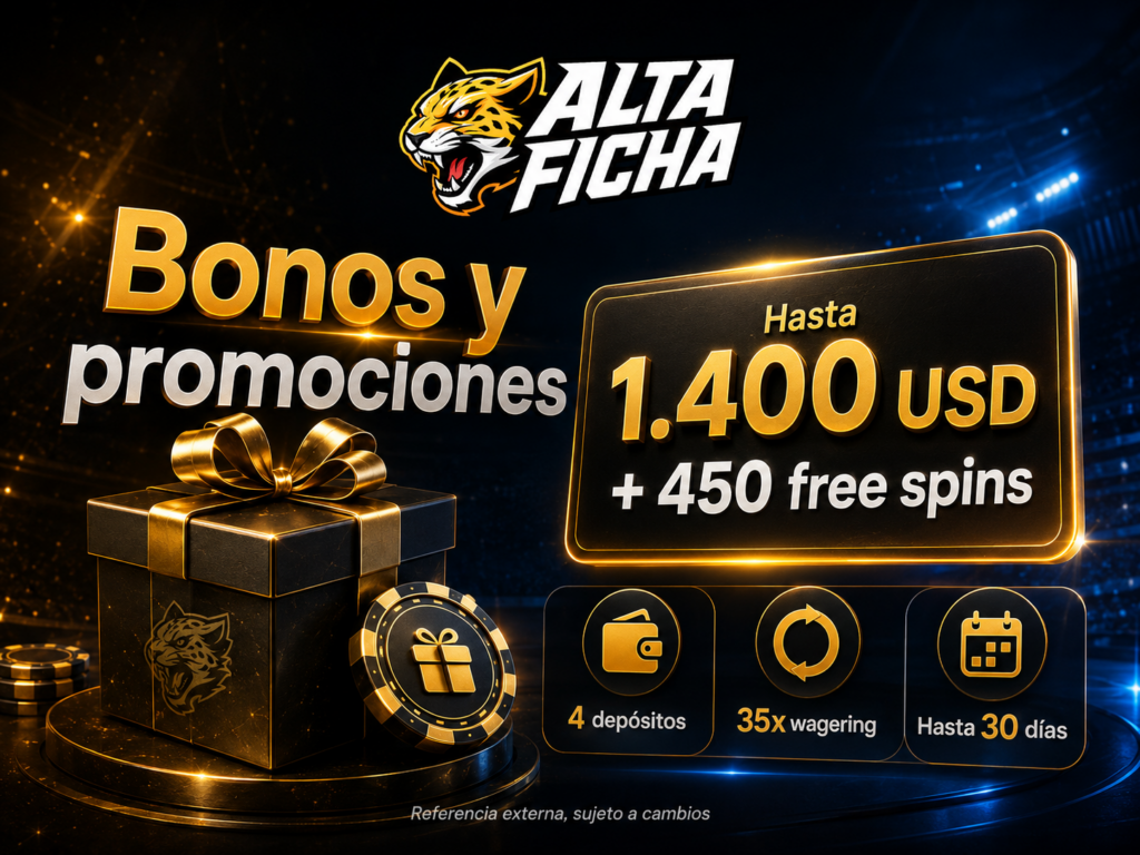 Imagen promocional informativa sobre bonos, free spins, depósitos, wagering y vigencia de promociones, indicando que los datos pueden cambiar.